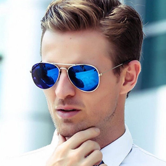 ARCTIC Aviator Blue Silver Mirror Men’s Sunglasses - Picture 4 of 8